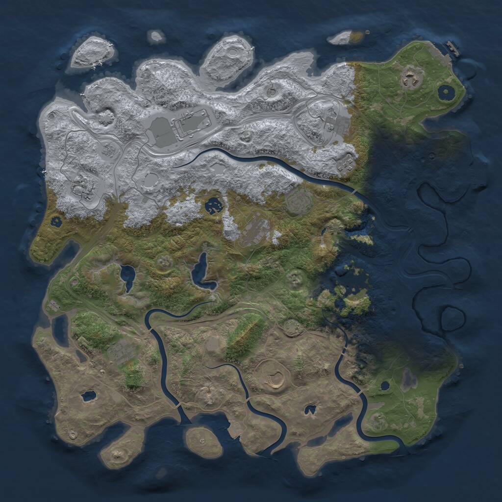 Rust Map: Procedural Map, Size: 4500, Seed: 1619593185, 17 Monuments