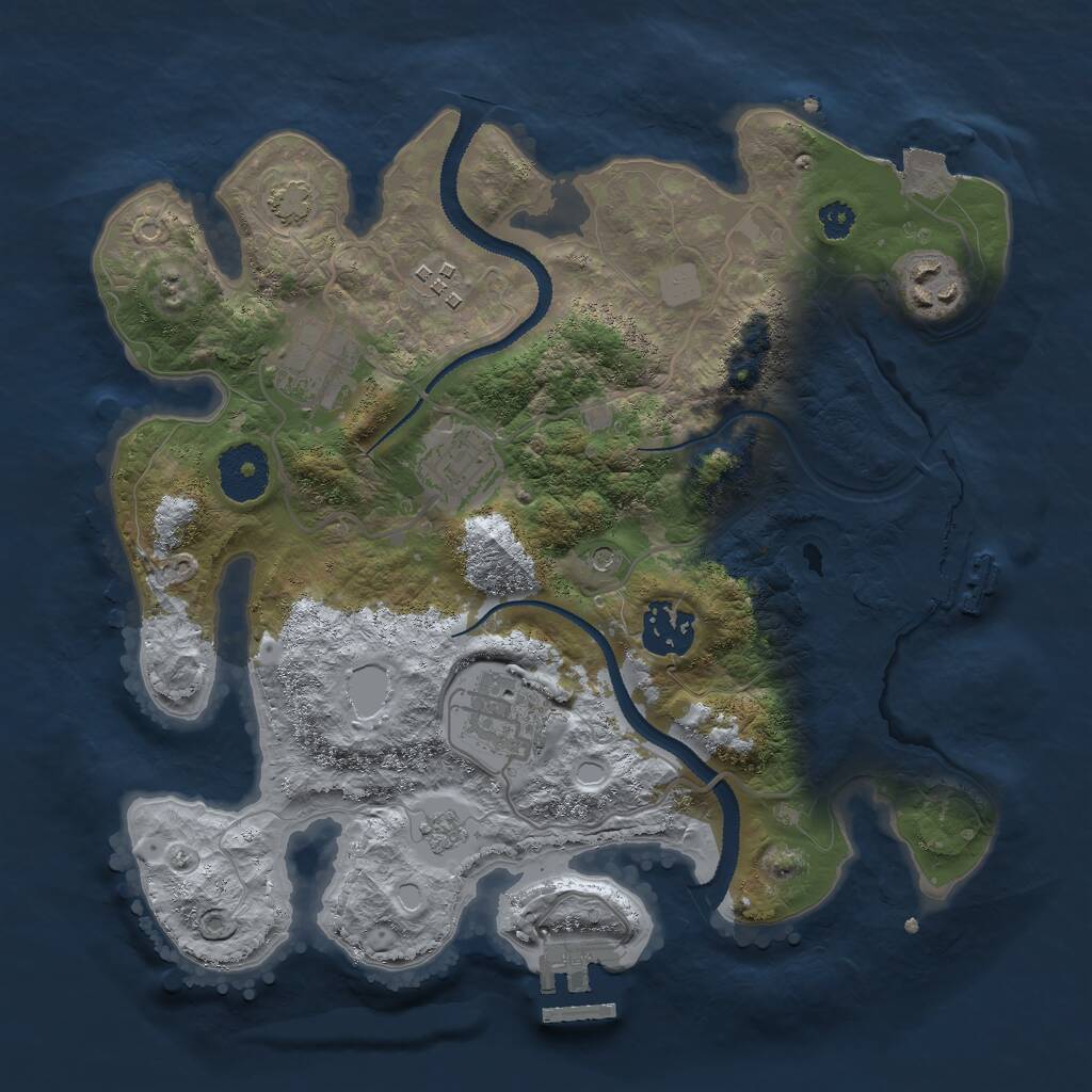 Rust Map: Procedural Map, Size: 3000, Seed: 96914, 12 Monuments