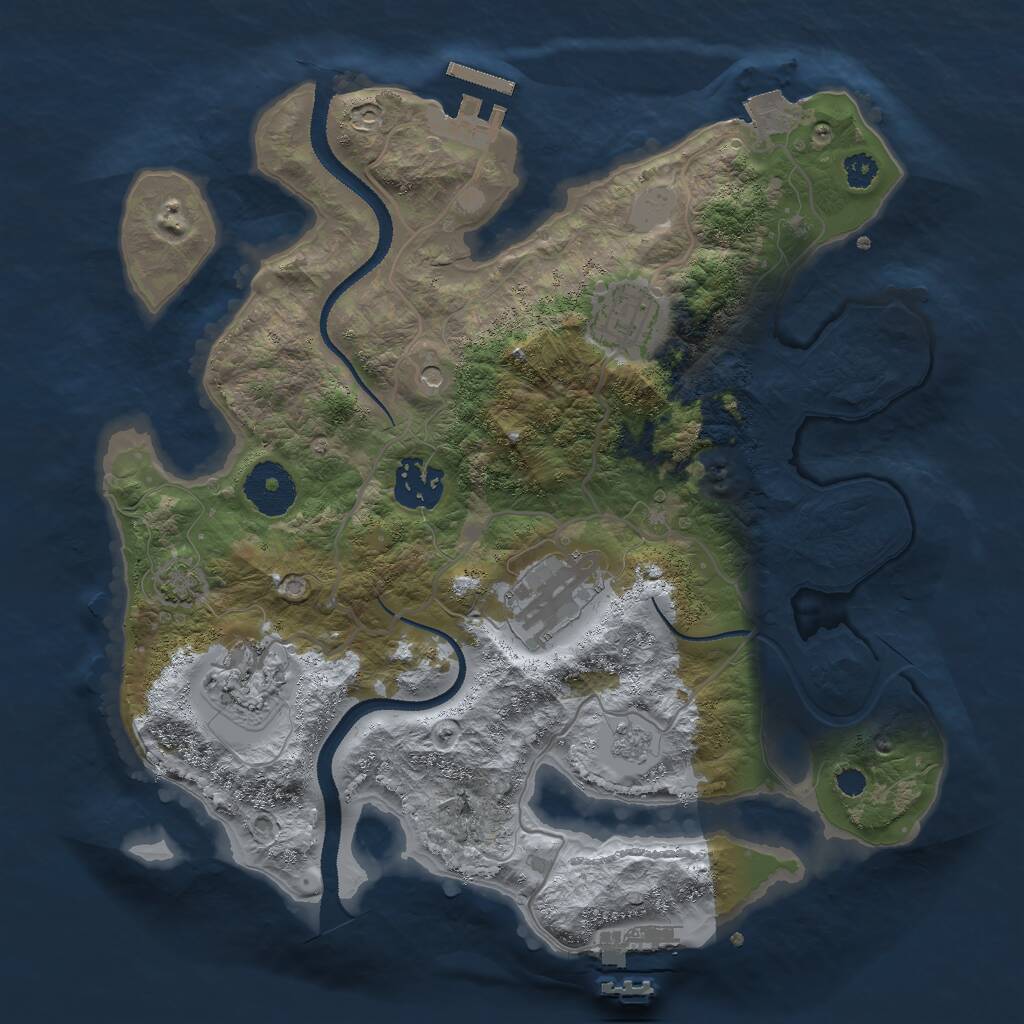 Rust Map: Procedural Map, Size: 3000, Seed: 1841114603, 10 Monuments