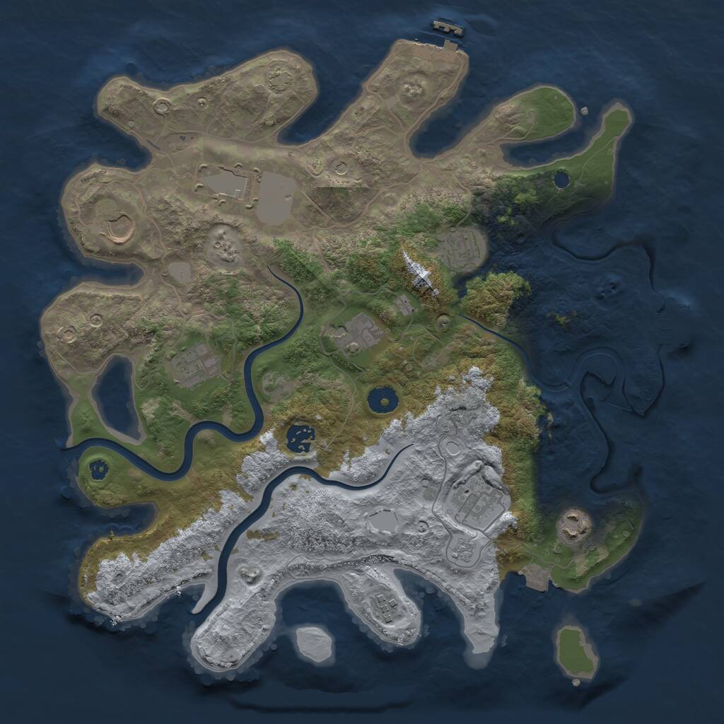 Rust Map: Procedural Map, Size: 3750, Seed: 161805494, 15 Monuments