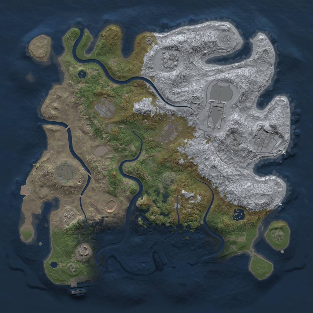 Rust Map: Procedural Map, Size: 3750, Seed: 1238174444, 16 Monuments