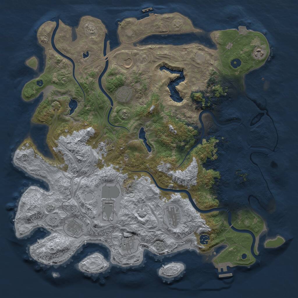 Rust Map: Procedural Map, Size: 4500, Seed: 227075877, 16 Monuments