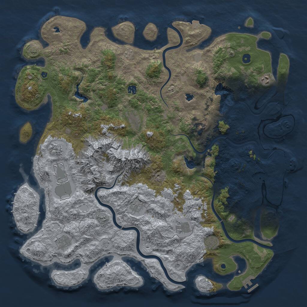 Rust Map: Procedural Map, Size: 5000, Seed: 69131, 17 Monuments