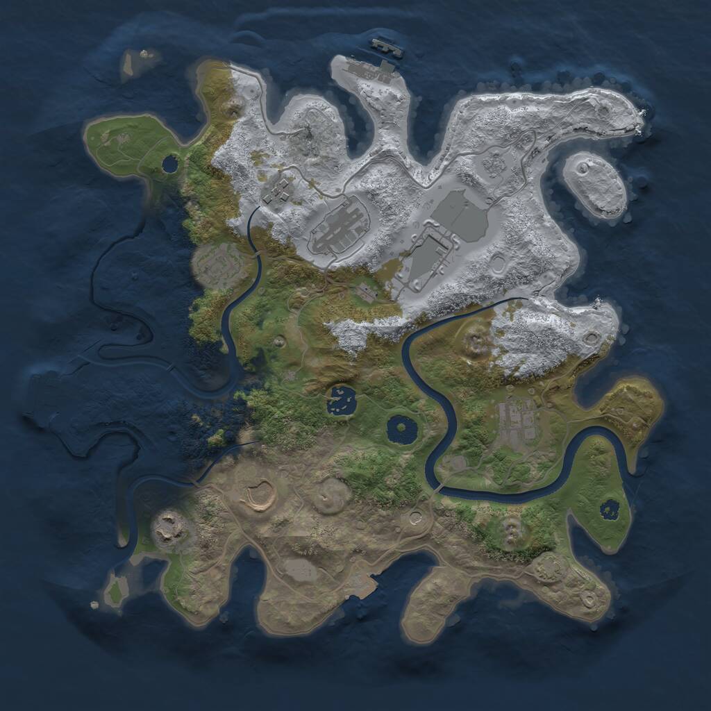 Rust Map: Procedural Map, Size: 3500, Seed: 2049033985, 14 Monuments