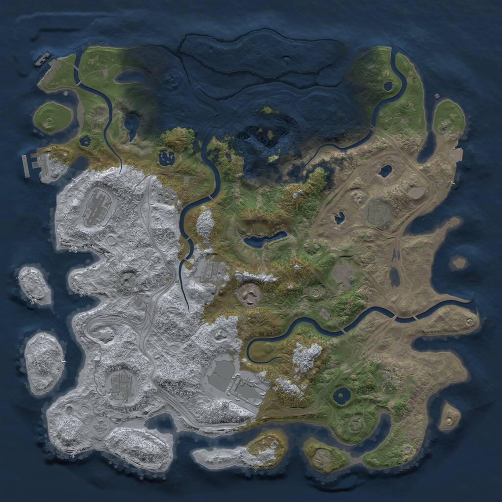 Rust Map: Procedural Map, Size: 4500, Seed: 529606935, 16 Monuments