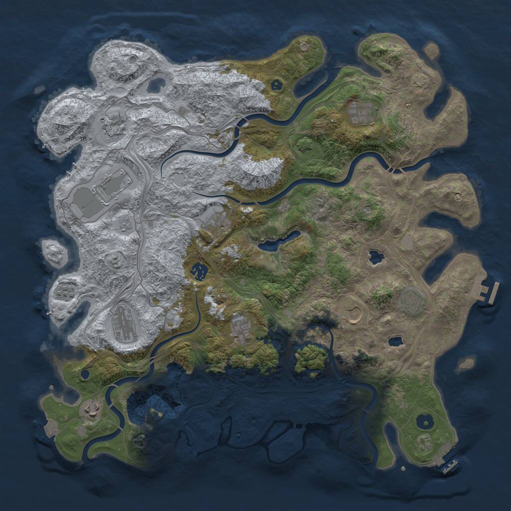 Rust Map: Procedural Map, Size: 4500, Seed: 2014538437, 17 Monuments