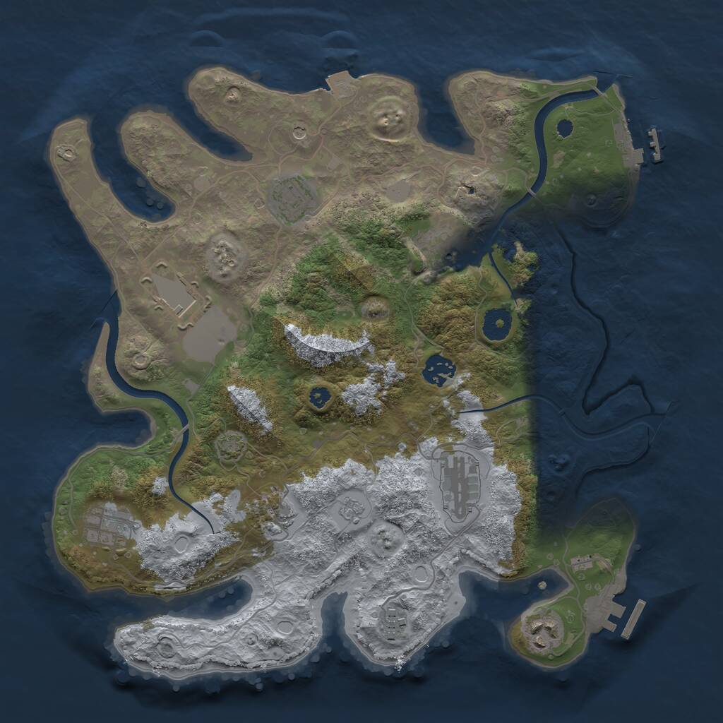 Rust Map: Procedural Map, Size: 3500, Seed: 884062181, 15 Monuments