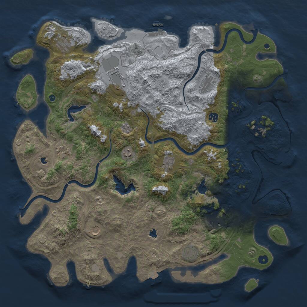 Rust Map: Procedural Map, Size: 4800, Seed: 1250055869, 17 Monuments