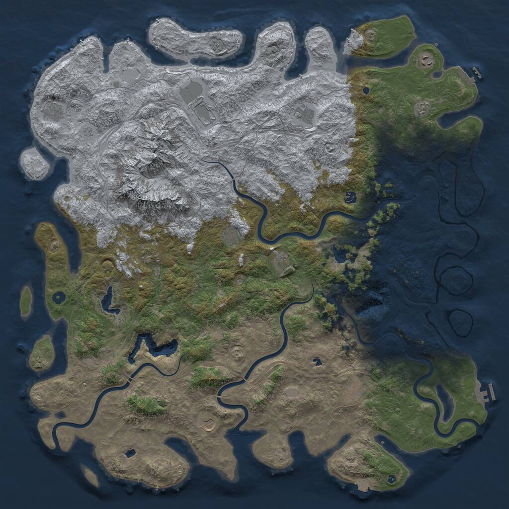 Rust Map: Procedural Map, Size: 6000, Seed: 938362653, 17 Monuments