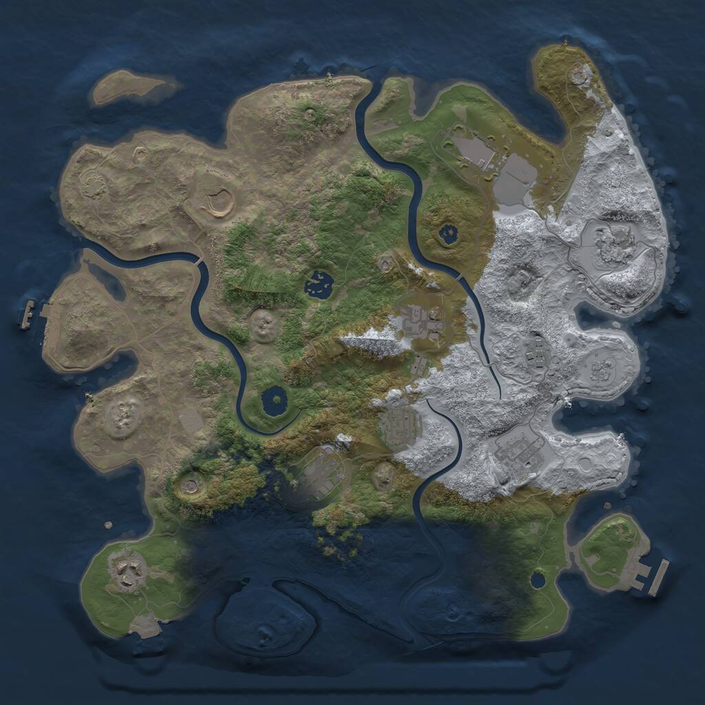 Rust Map: Procedural Map, Size: 3750, Seed: 2129308312, 16 Monuments