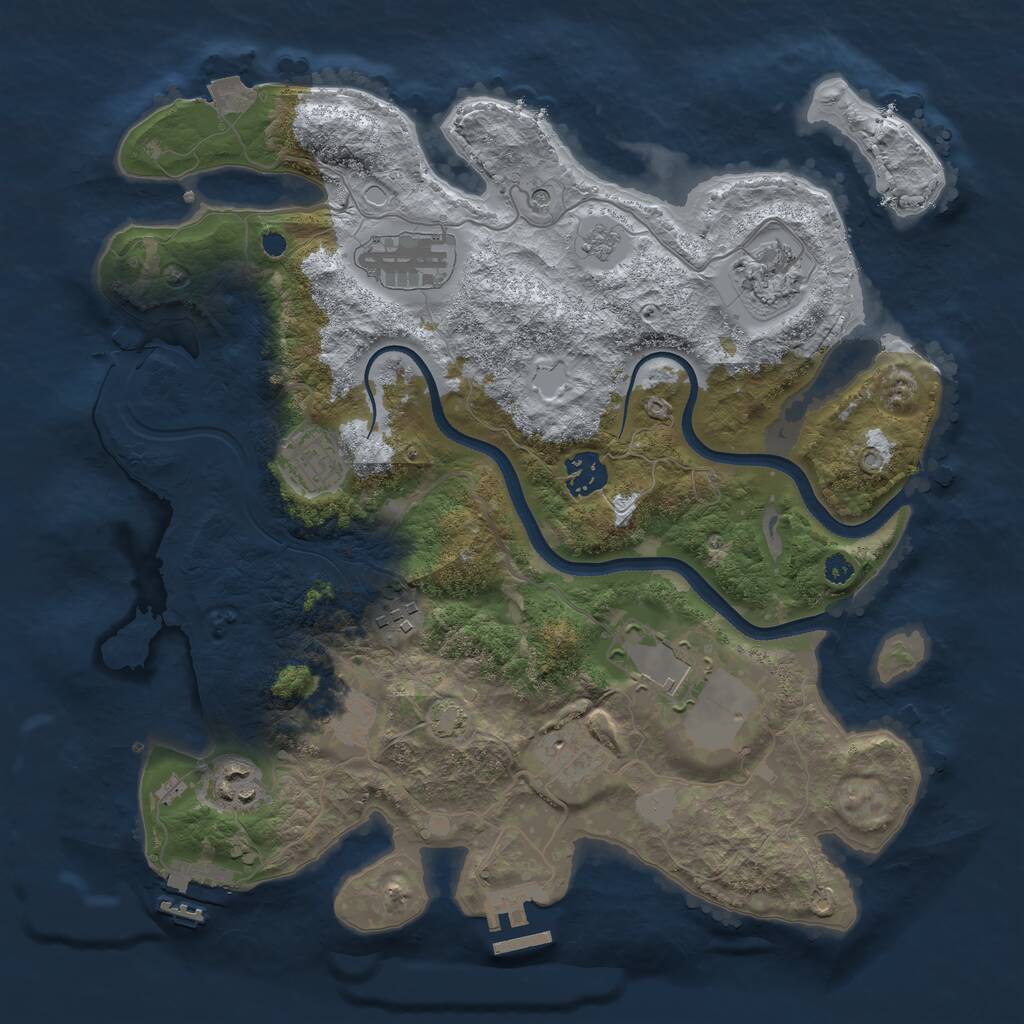 Rust Map: Procedural Map, Size: 3500, Seed: 258687500, 15 Monuments