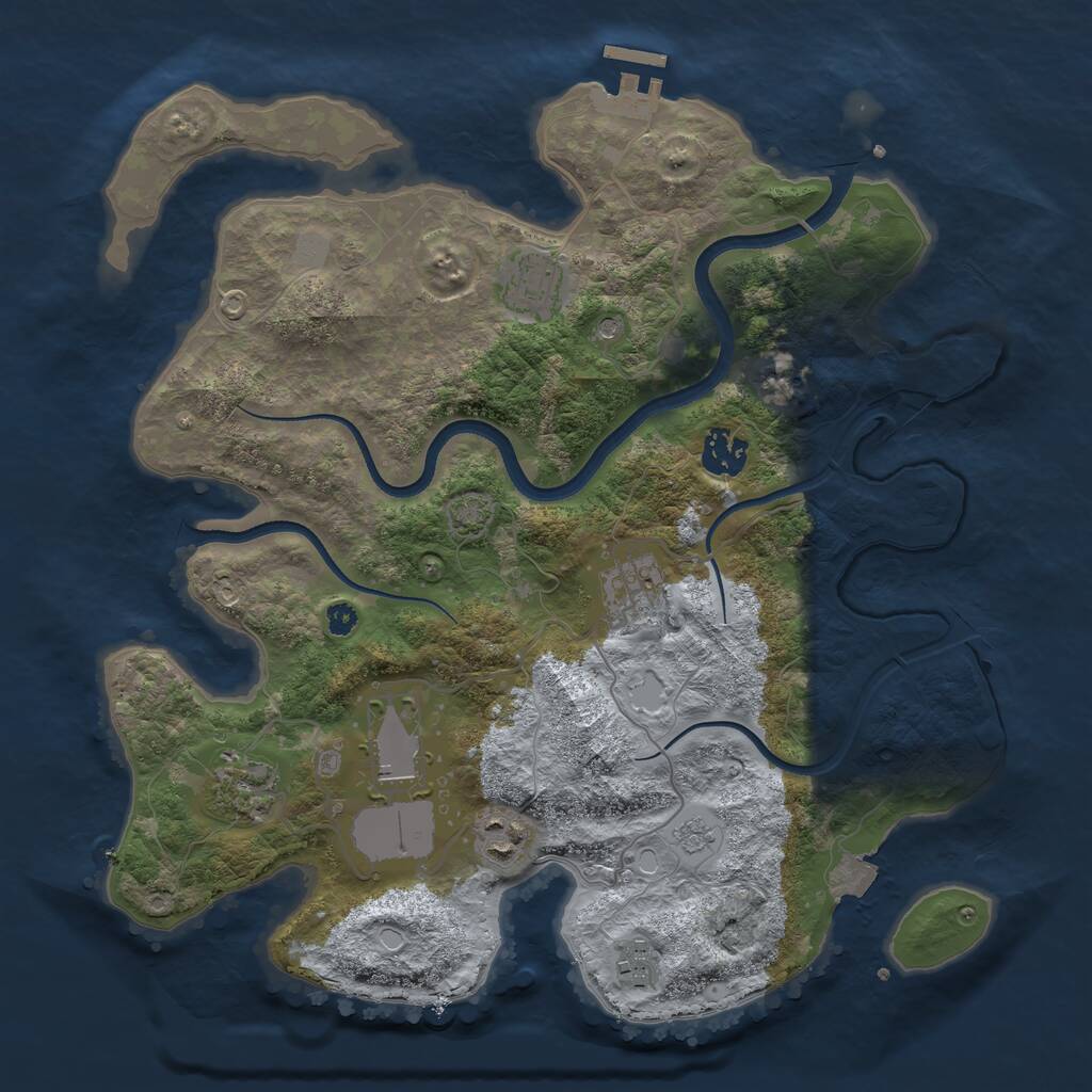 Rust Map: Procedural Map, Size: 3500, Seed: 1323620670, 12 Monuments