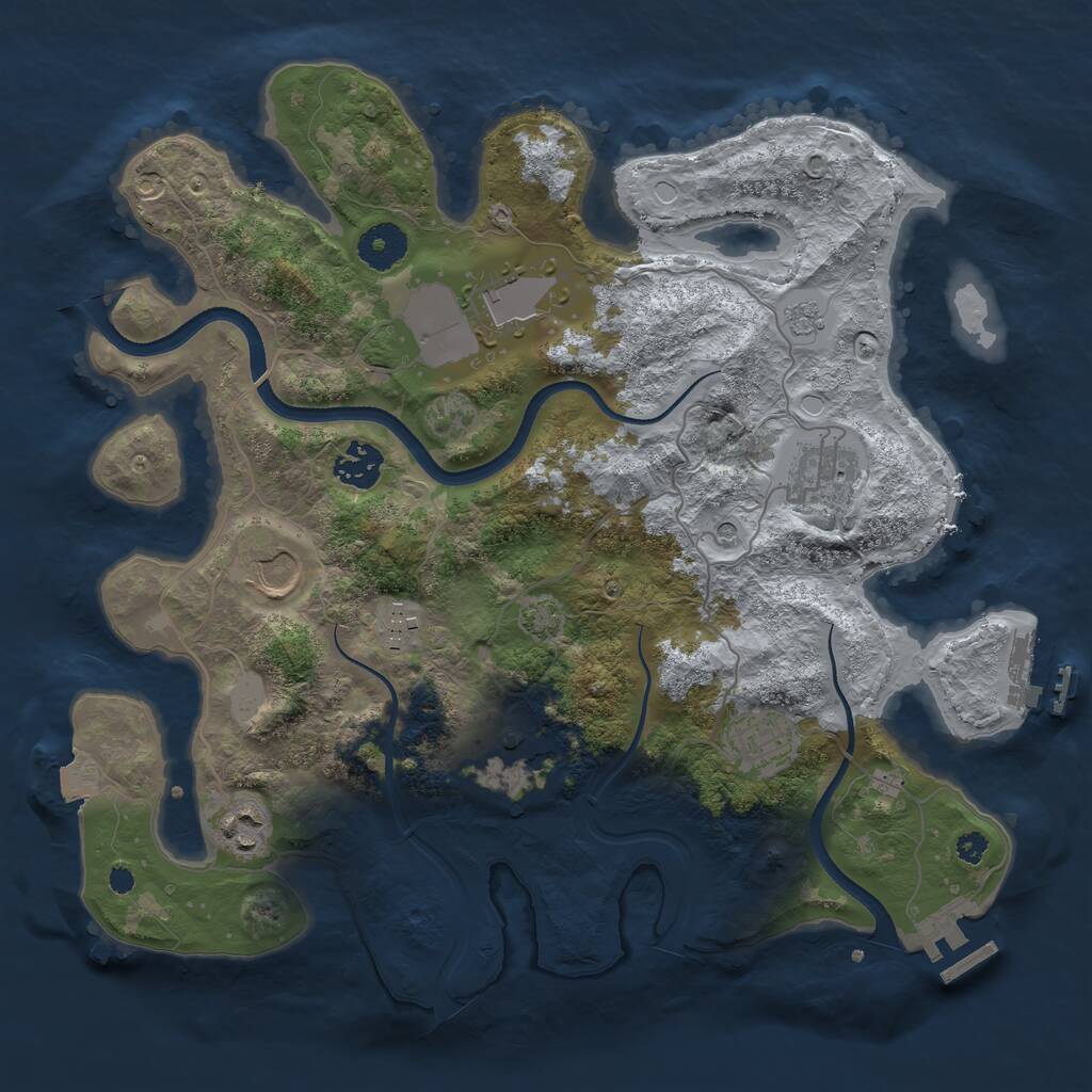 Rust Map: Procedural Map, Size: 3500, Seed: 2034360448, 14 Monuments