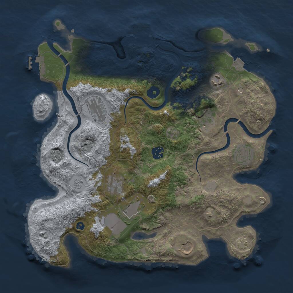 Rust Map: Procedural Map, Size: 3500, Seed: 305069490, 15 Monuments