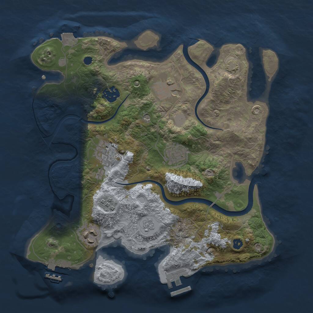 Rust Map: Procedural Map, Size: 3000, Seed: 45253, 12 Monuments