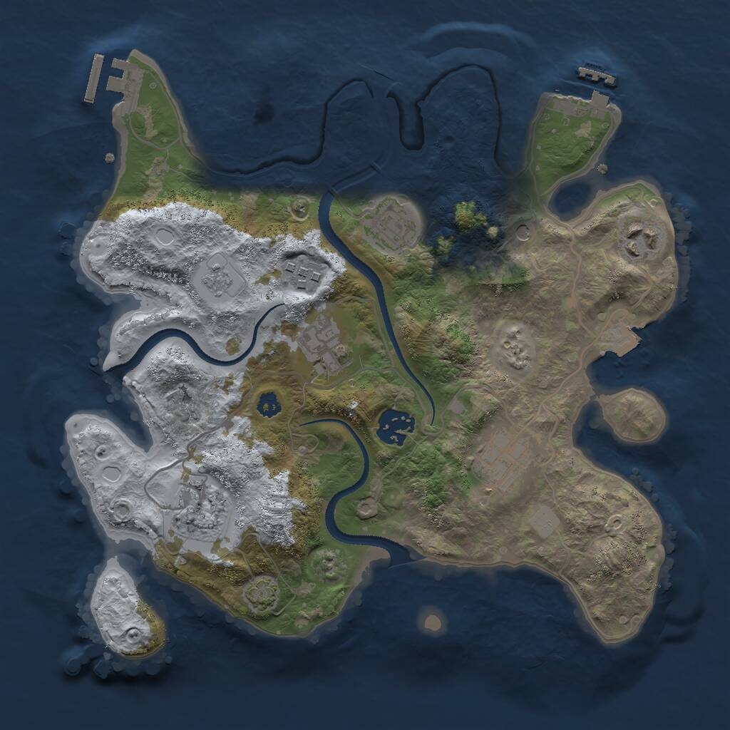 Rust Map: Procedural Map, Size: 3000, Seed: 64761, 13 Monuments