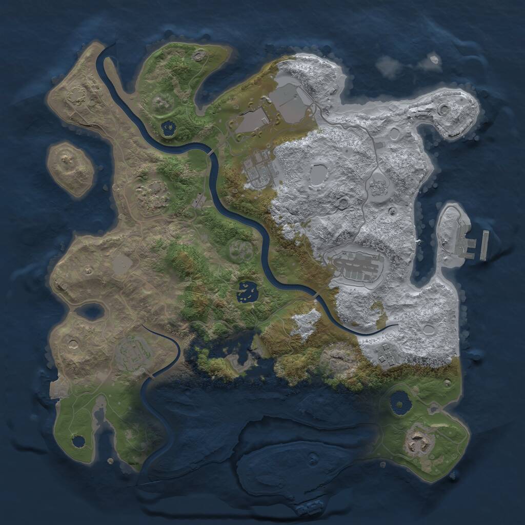 Rust Map: Procedural Map, Size: 3500, Seed: 1688952965, 15 Monuments