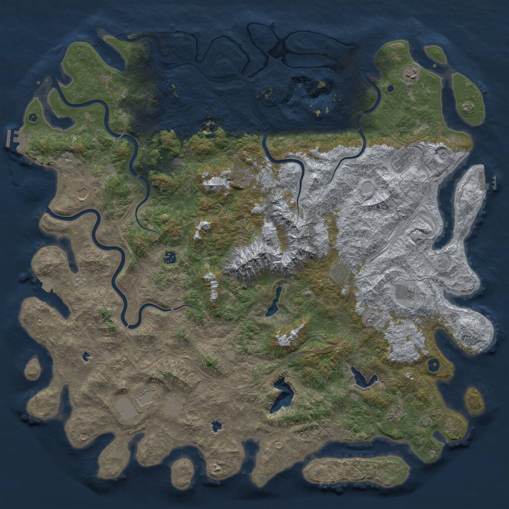 Rust Map: Procedural Map, Size: 6000, Seed: 2025289537, 17 Monuments