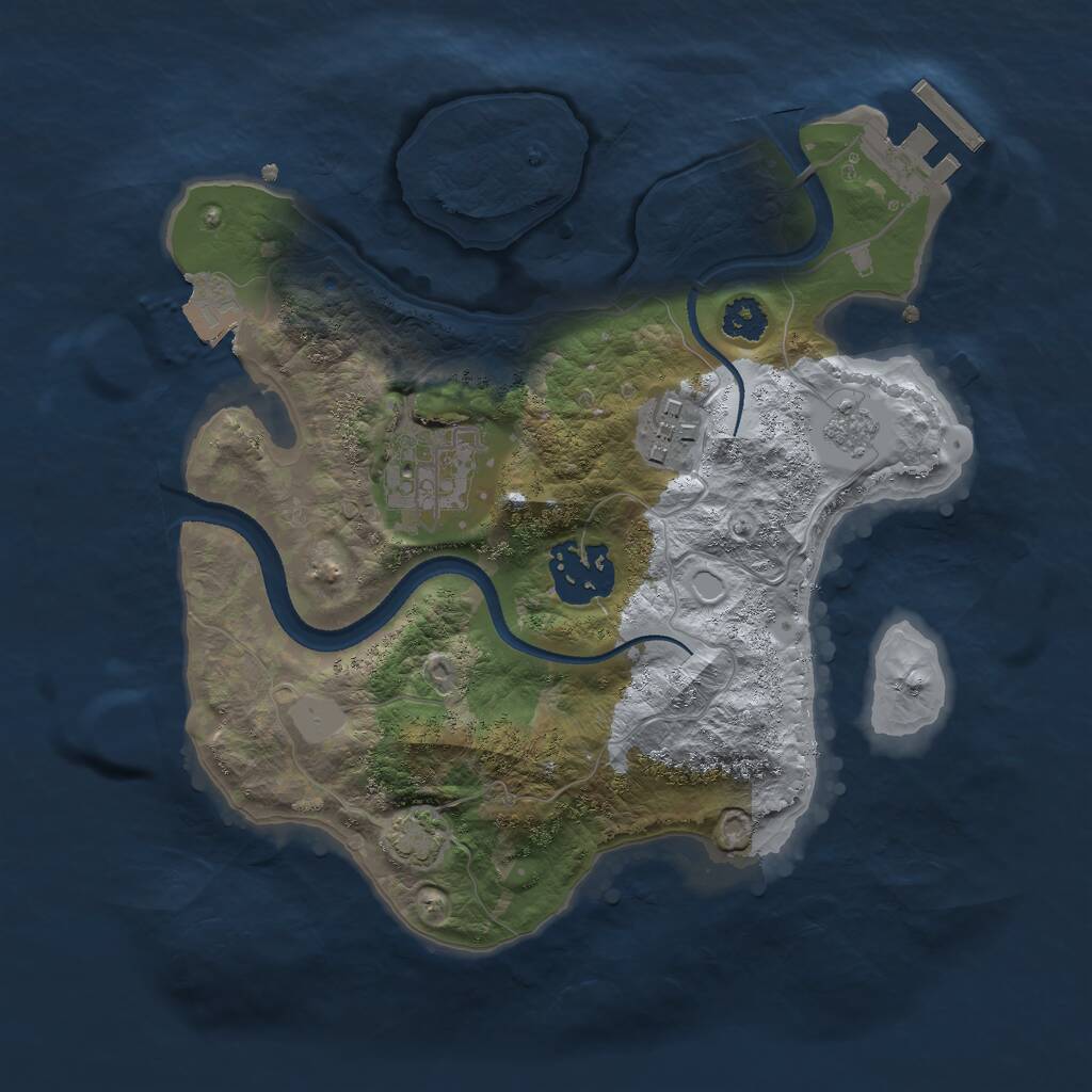 Rust Map: Procedural Map, Size: 2500, Seed: 358081455, 7 Monuments