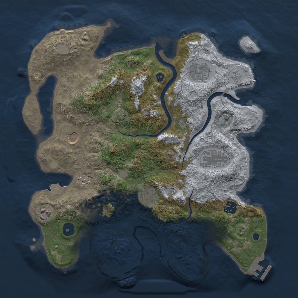 Rust Map: Procedural Map, Size: 3500, Seed: 3306, 14 Monuments