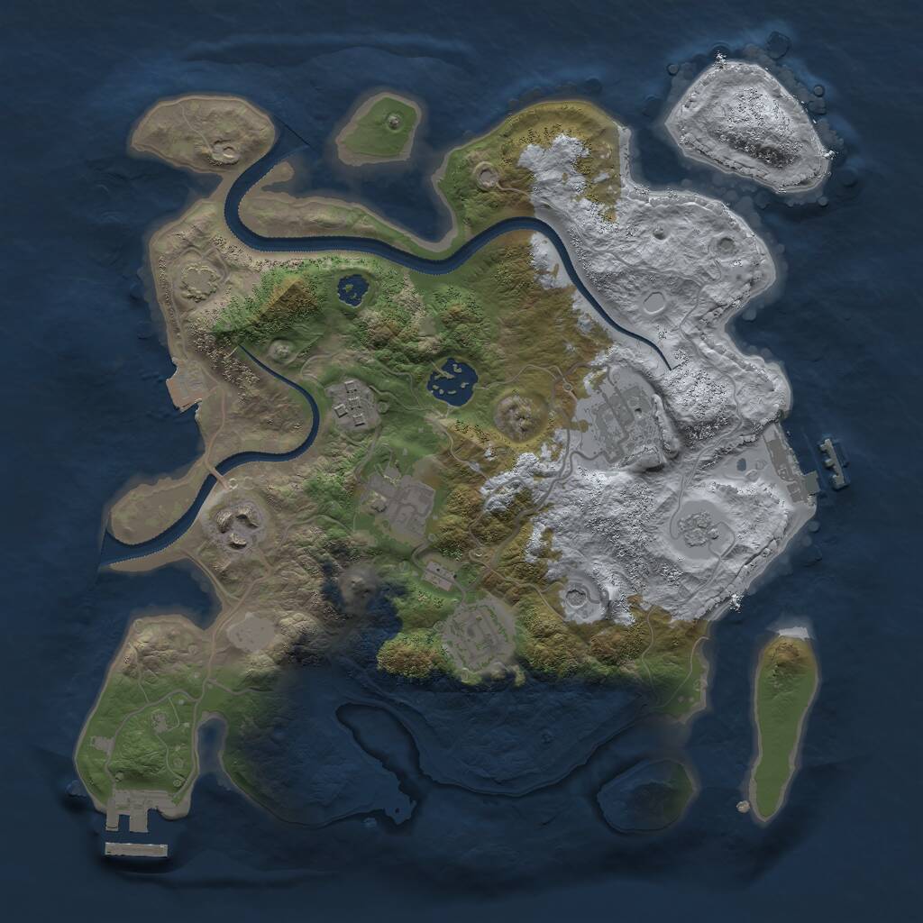 Rust Map: Procedural Map, Size: 3000, Seed: 214191285, 12 Monuments