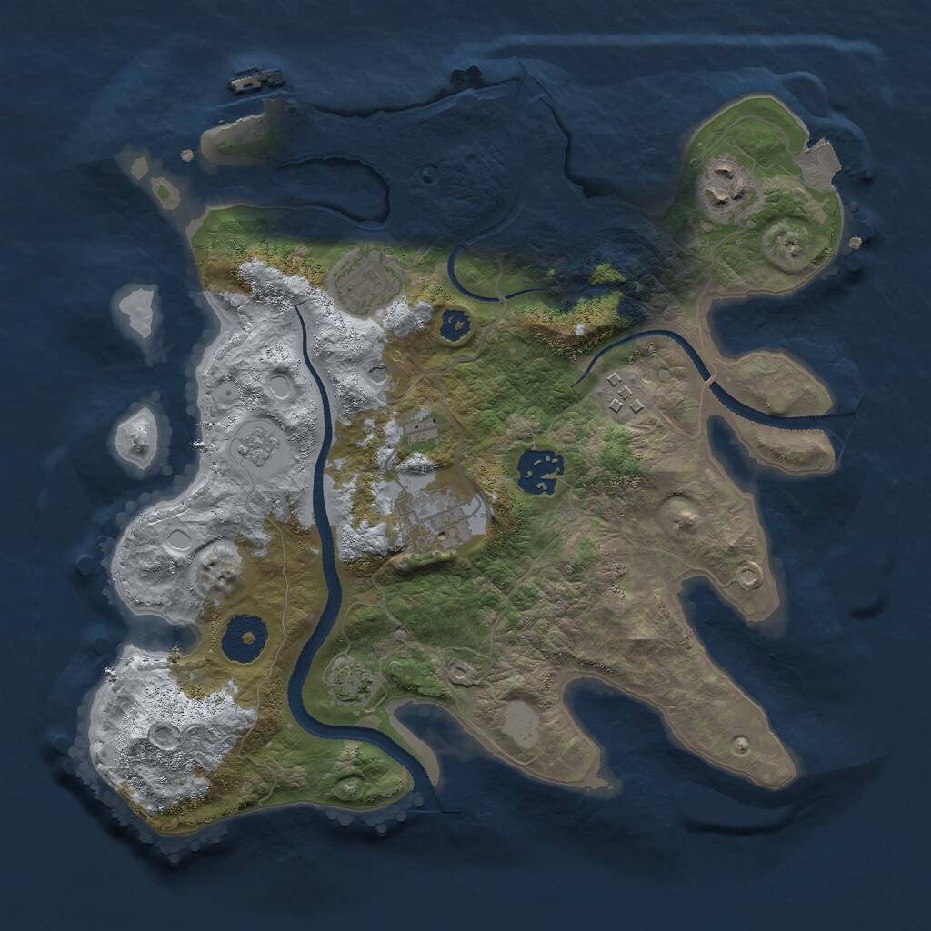 Rust Map: Procedural Map, Size: 3000, Seed: 1483960188, 10 Monuments