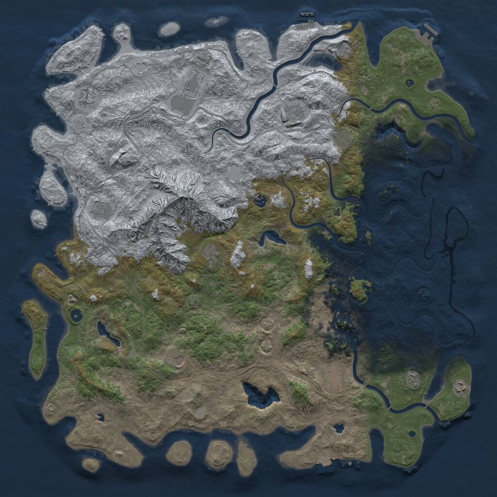 Rust Map: Procedural Map, Size: 6000, Seed: 6192000, 17 Monuments
