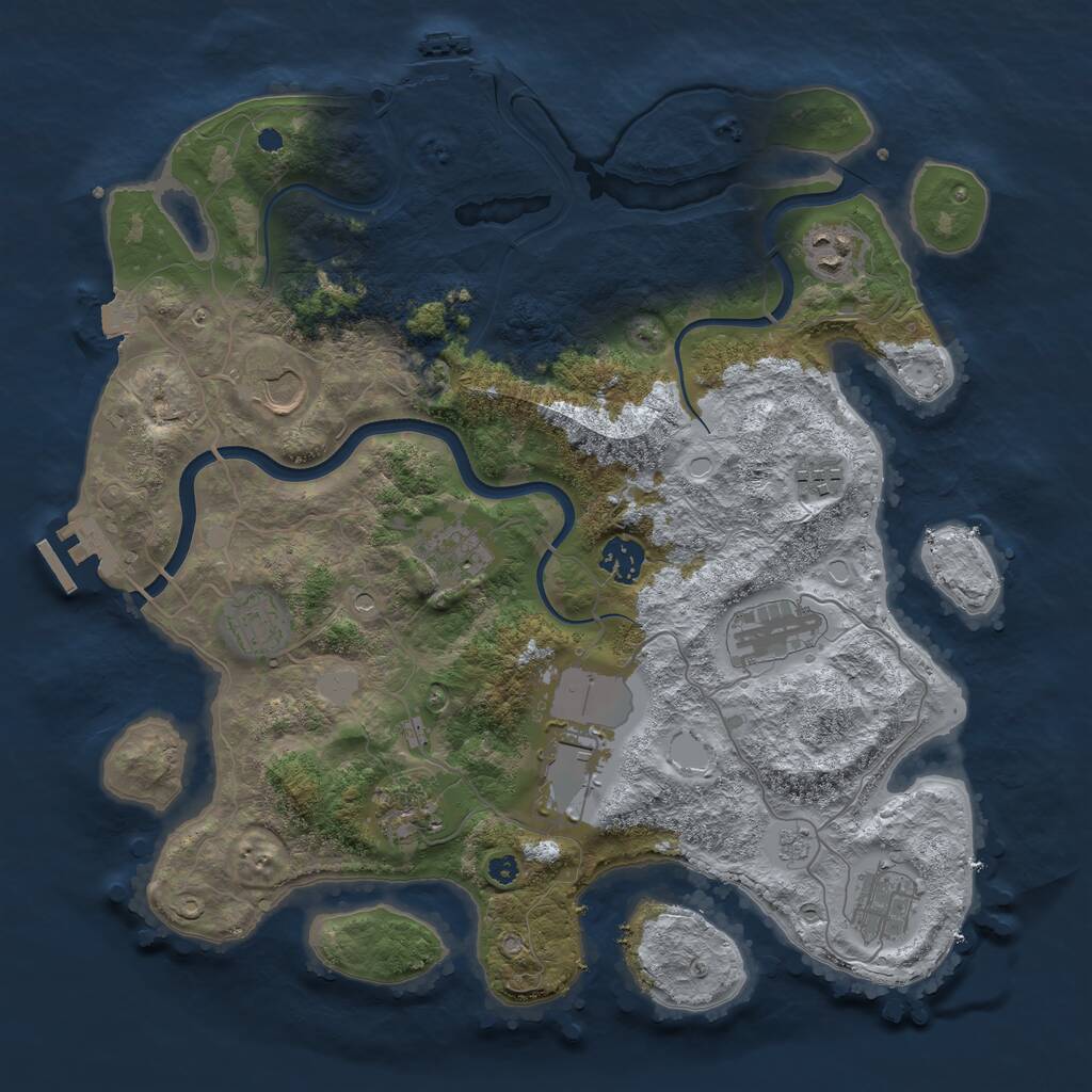Rust Map: Procedural Map, Size: 3700, Seed: 1350, 16 Monuments
