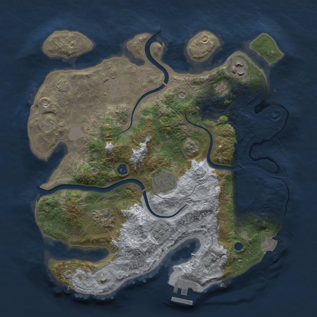 Rust Map: Procedural Map, Size: 3000, Seed: 1439722398, 9 Monuments