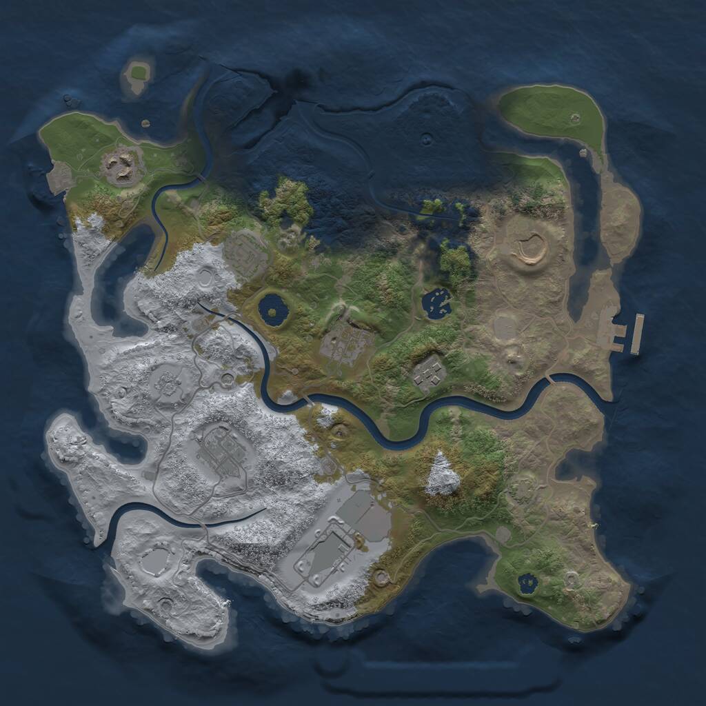 Rust Map: Procedural Map, Size: 3500, Seed: 457786532, 13 Monuments