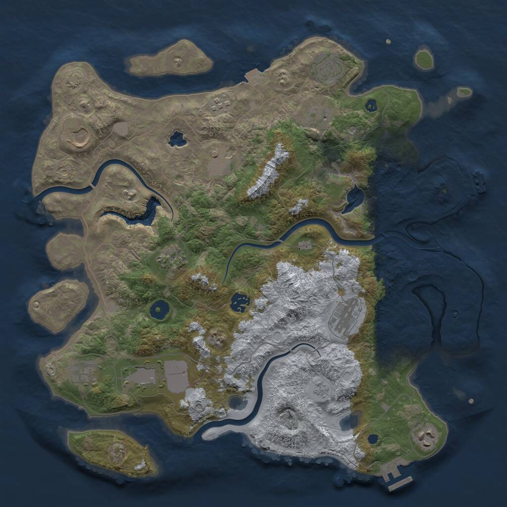 Rust Map: Procedural Map, Size: 4000, Seed: 1885581587, 17 Monuments