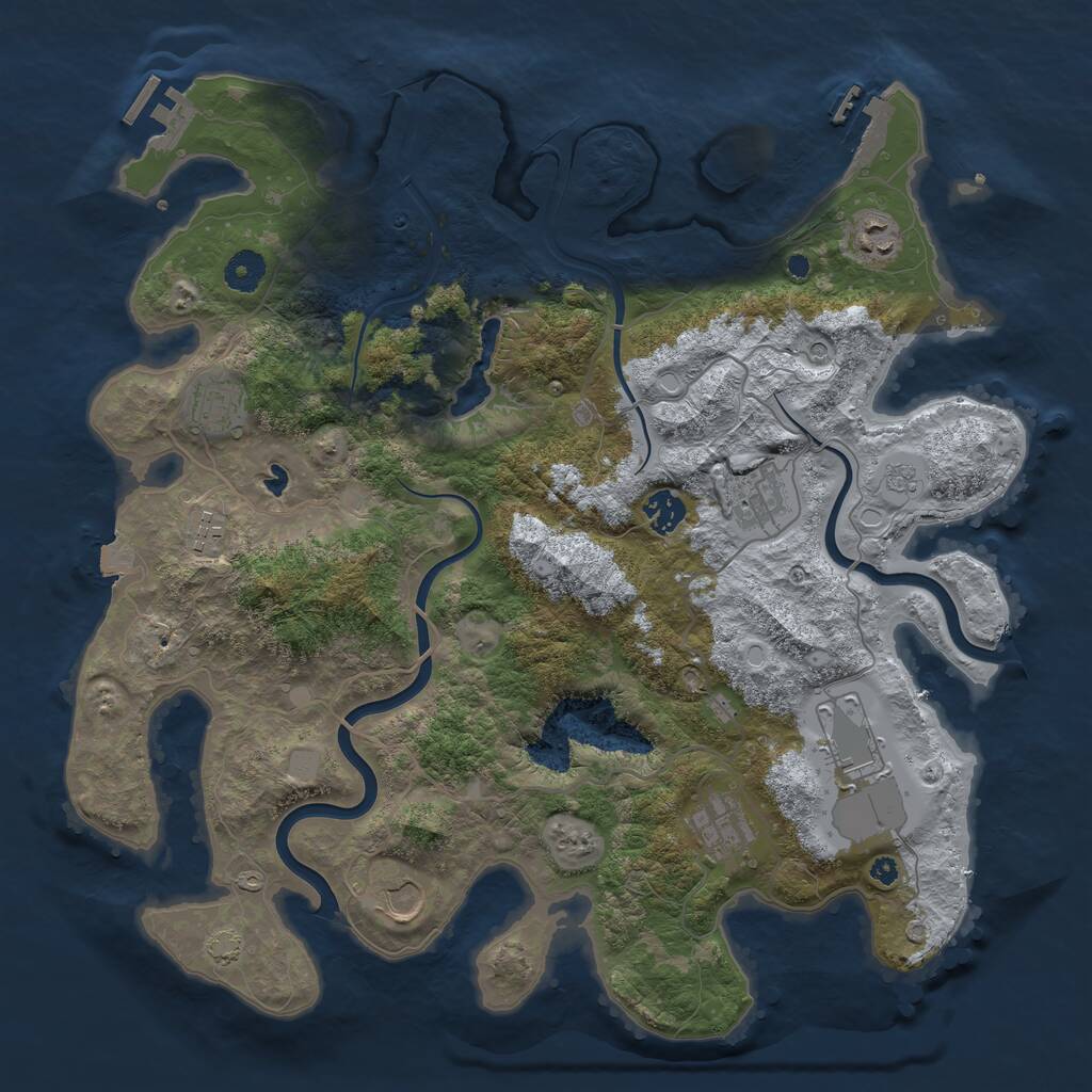 Rust Map: Procedural Map, Size: 4000, Seed: 38127304, 14 Monuments