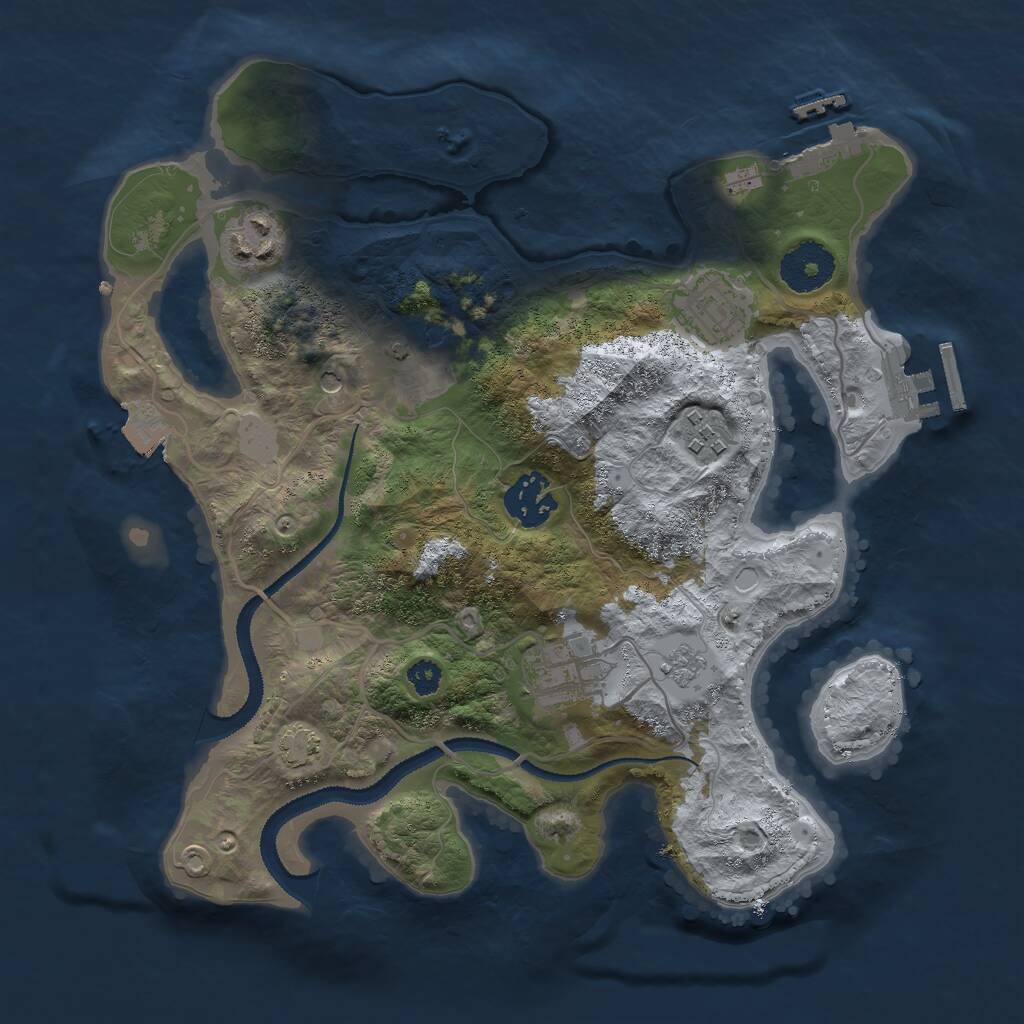 Rust Map: Procedural Map, Size: 3000, Seed: 1228715264, 12 Monuments