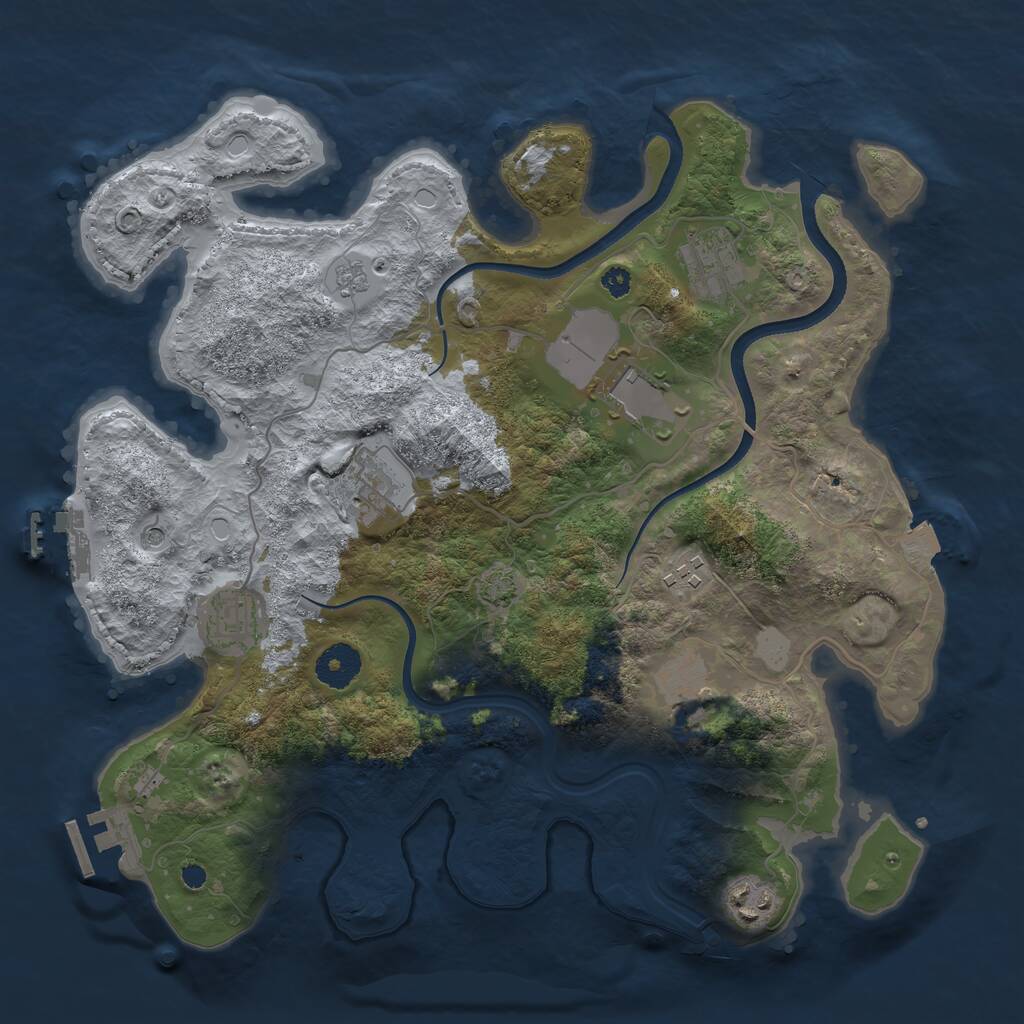 Rust Map: Procedural Map, Size: 3500, Seed: 1596967747, 13 Monuments
