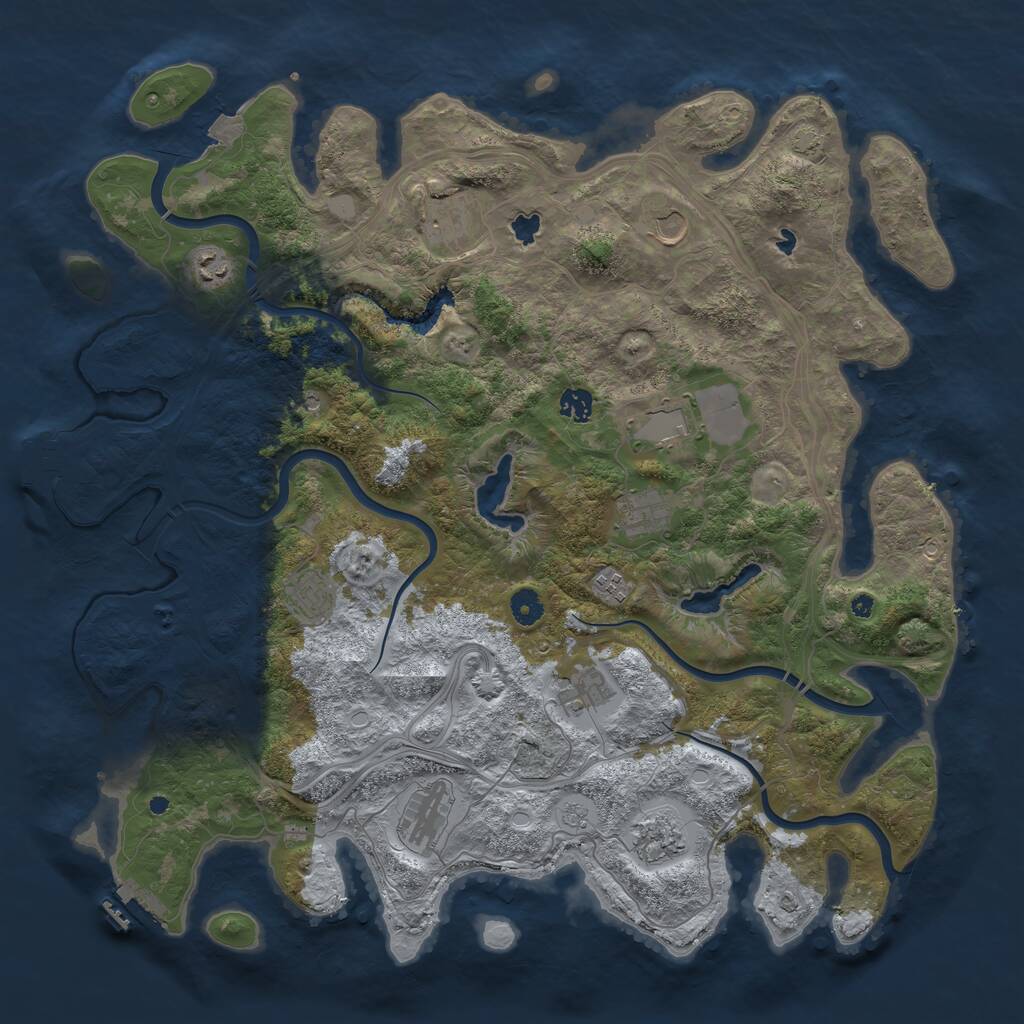 Rust Map: Procedural Map, Size: 4500, Seed: 2130104885, 17 Monuments