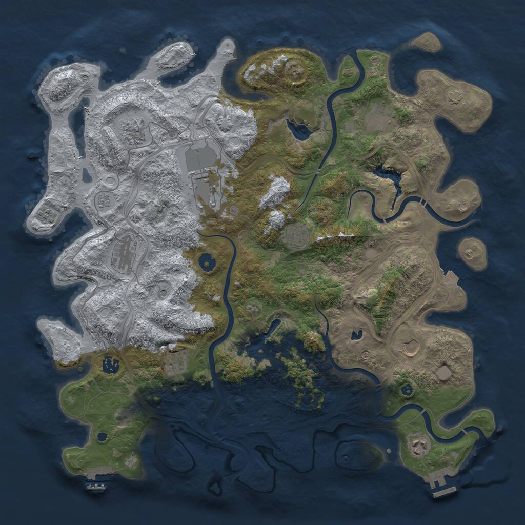 Rust Map: Procedural Map, Size: 4500, Seed: 697599639, 16 Monuments