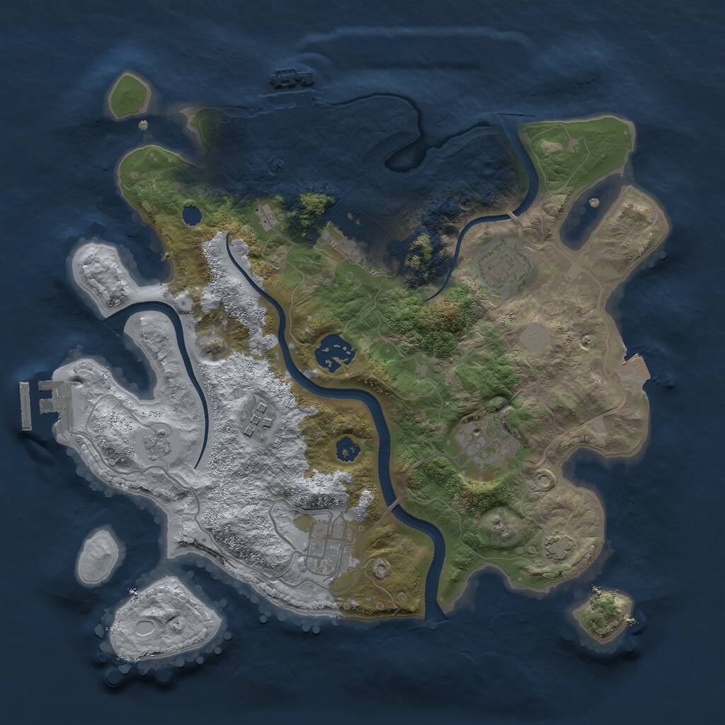 Rust Map: Procedural Map, Size: 3000, Seed: 1222151165, 11 Monuments