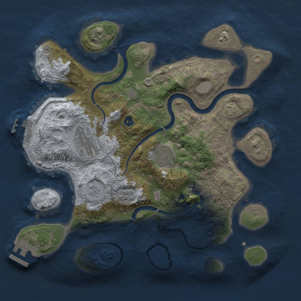 Rust Map: Procedural Map, Size: 3000, Seed: 1417255261, 9 Monuments