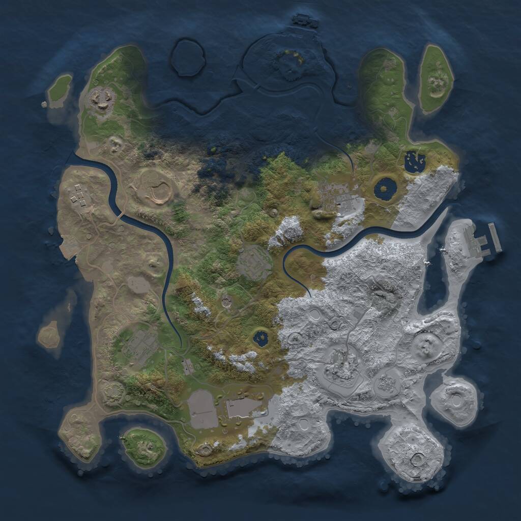 Rust Map: Procedural Map, Size: 3500, Seed: 1838565031, 15 Monuments