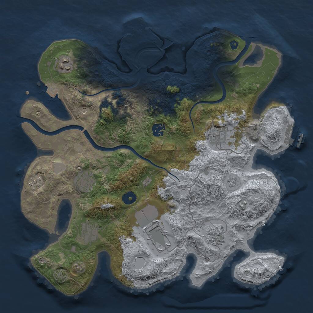 Rust Map: Procedural Map, Size: 3500, Seed: 1244233568, 14 Monuments