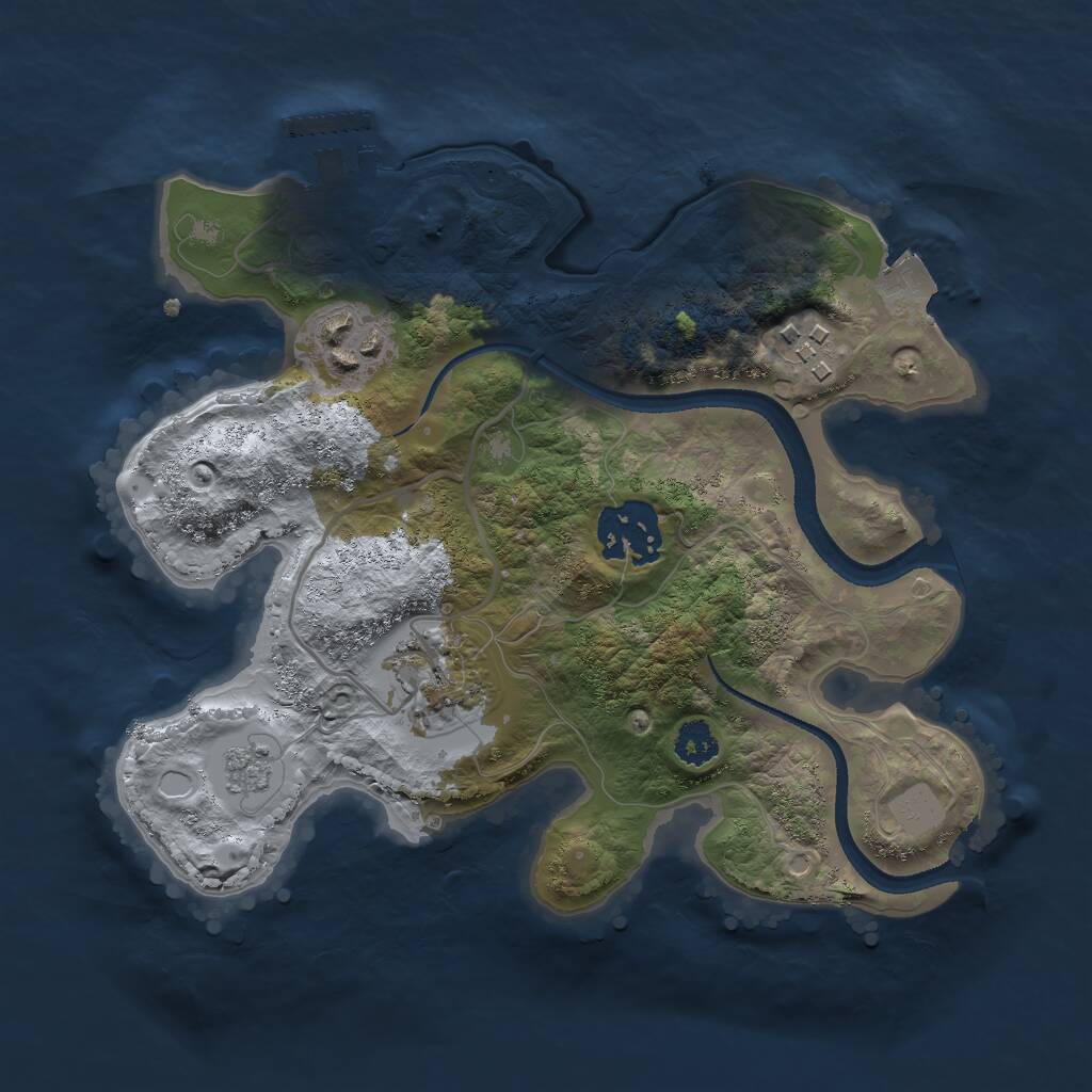 Rust Map: Procedural Map, Size: 2500, Seed: 3454353, 7 Monuments