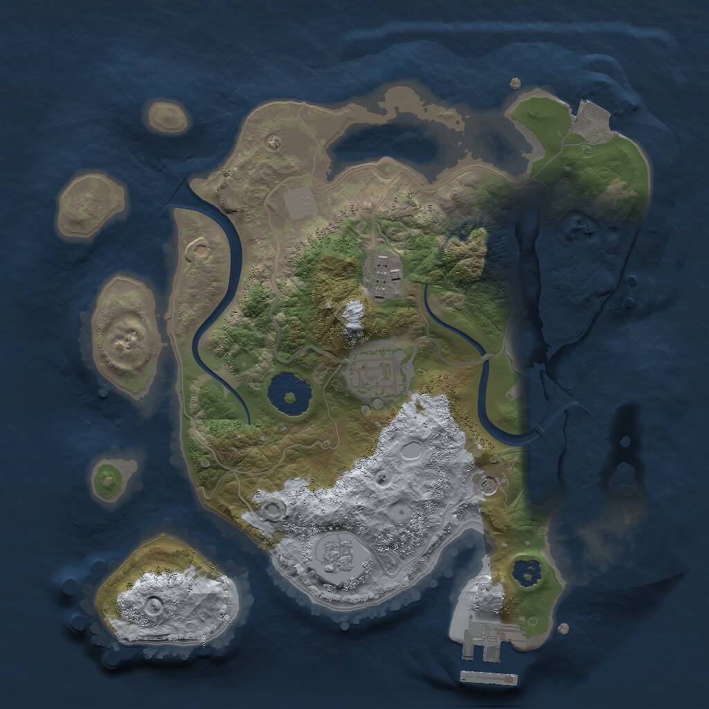 Rust Map: Procedural Map, Size: 2500, Seed: 22000, 6 Monuments