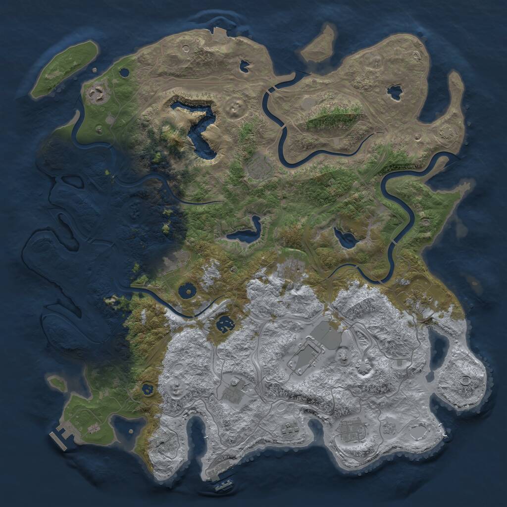 Rust Map: Procedural Map, Size: 4500, Seed: 1111898323, 16 Monuments