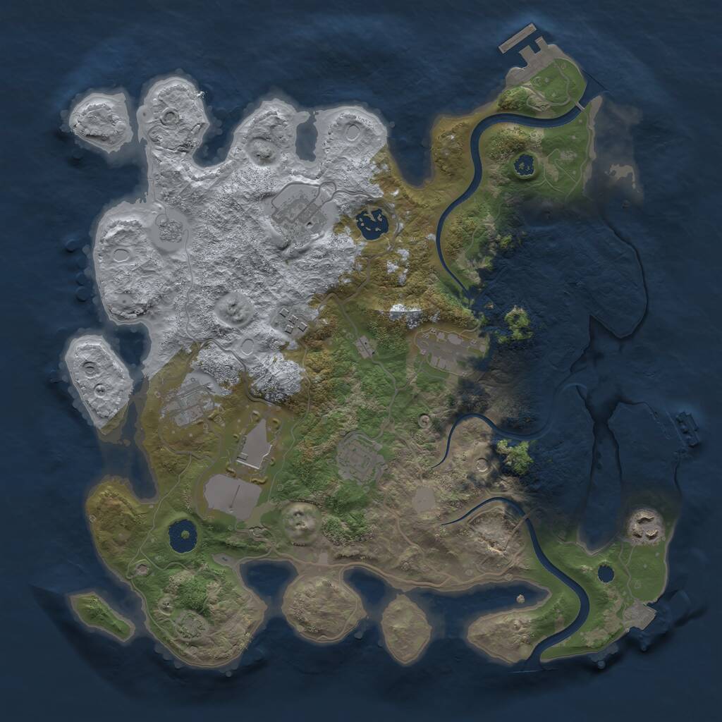 Rust Map: Procedural Map, Size: 3500, Seed: 991328456, 14 Monuments