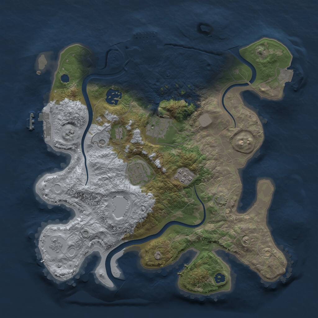 Rust Map: Procedural Map, Size: 3000, Seed: 22265, 10 Monuments