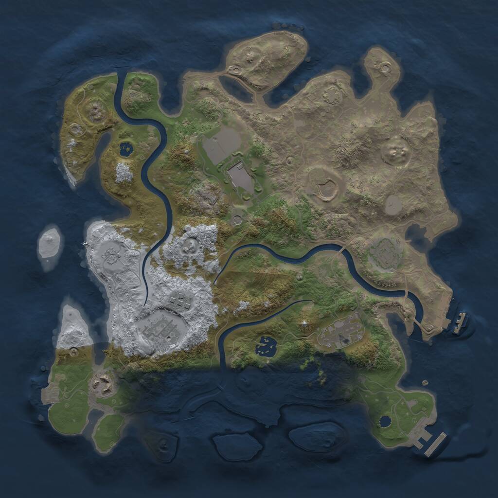 Rust Map: Procedural Map, Size: 3500, Seed: 322794442, 14 Monuments