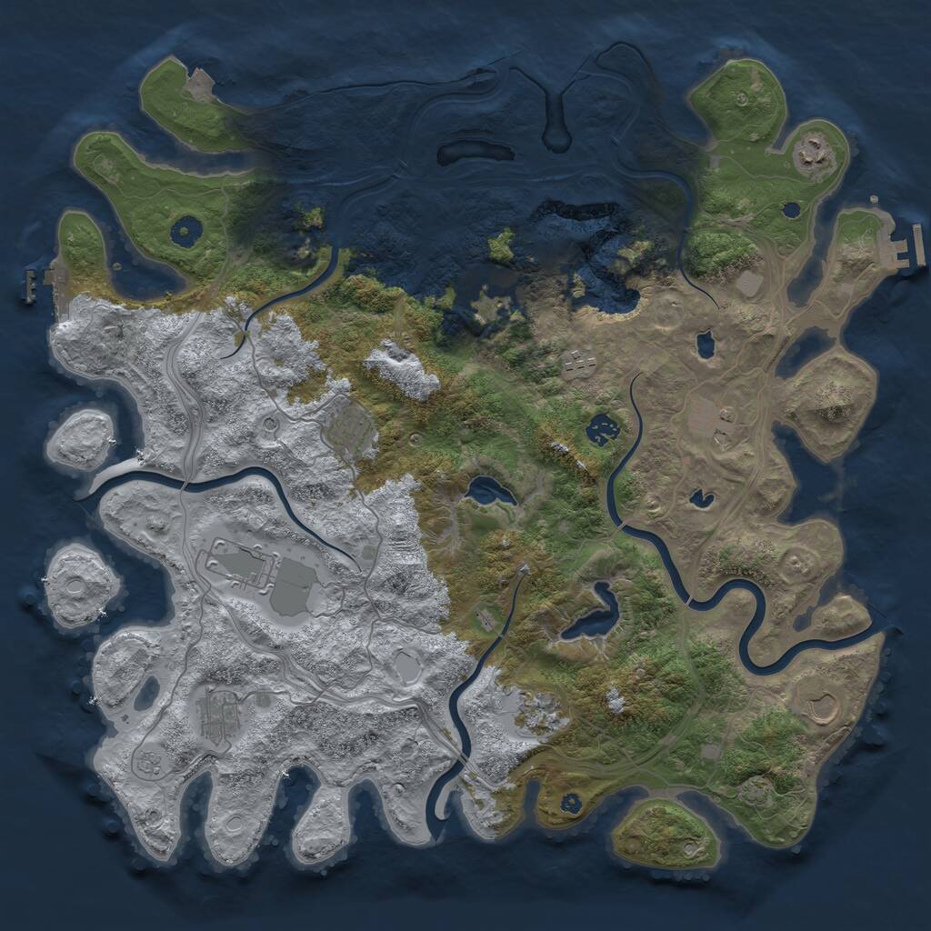 Rust Map: Procedural Map, Size: 4500, Seed: 345484591, 16 Monuments