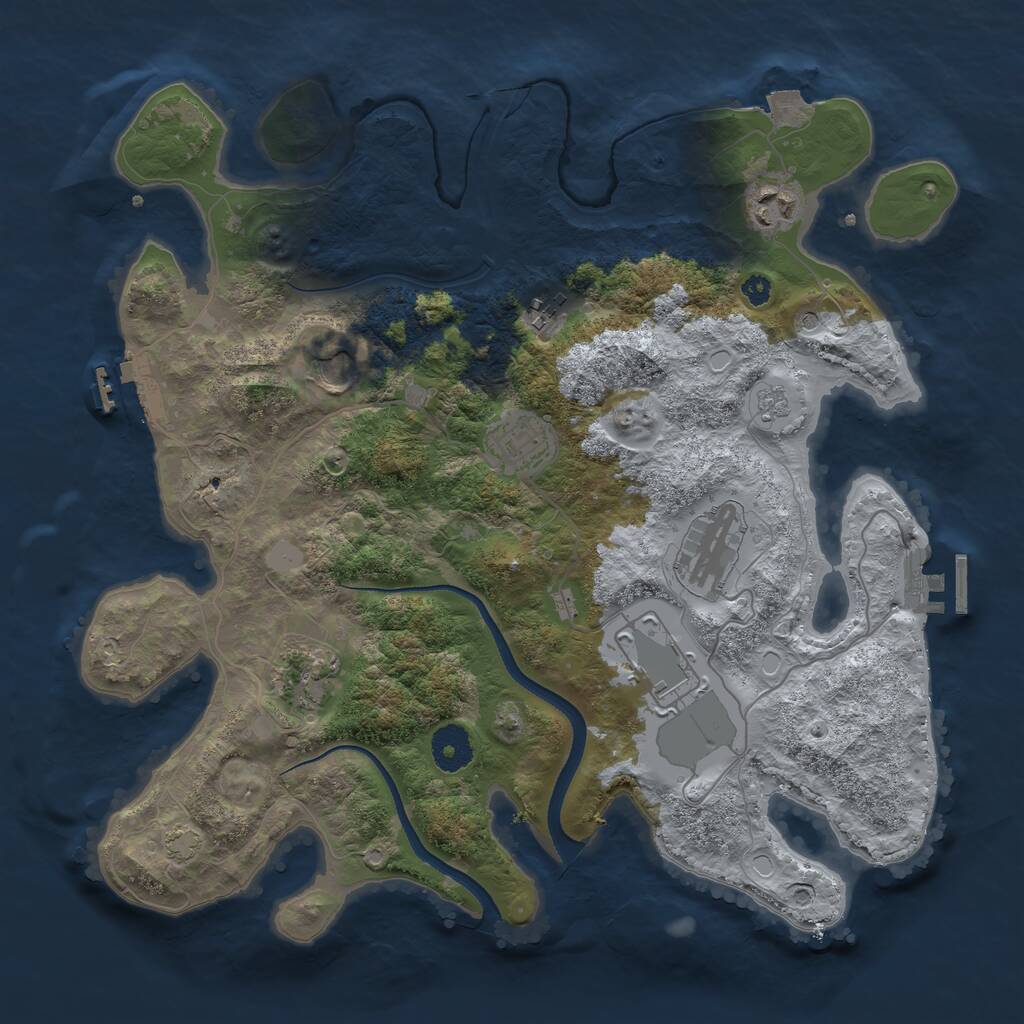 Rust Map: Procedural Map, Size: 3500, Seed: 939946452, 13 Monuments