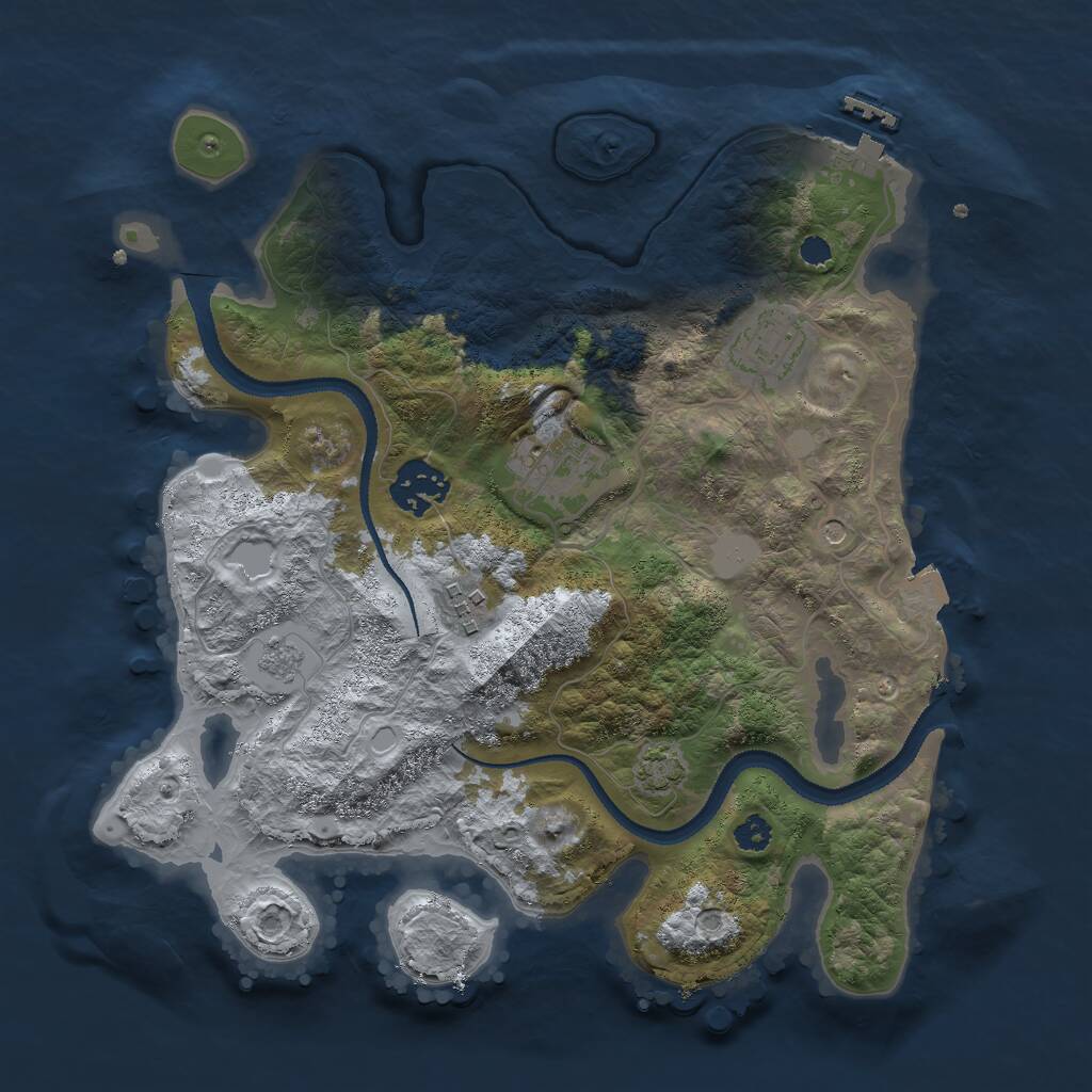 Rust Map: Procedural Map, Size: 3000, Seed: 959595, 9 Monuments