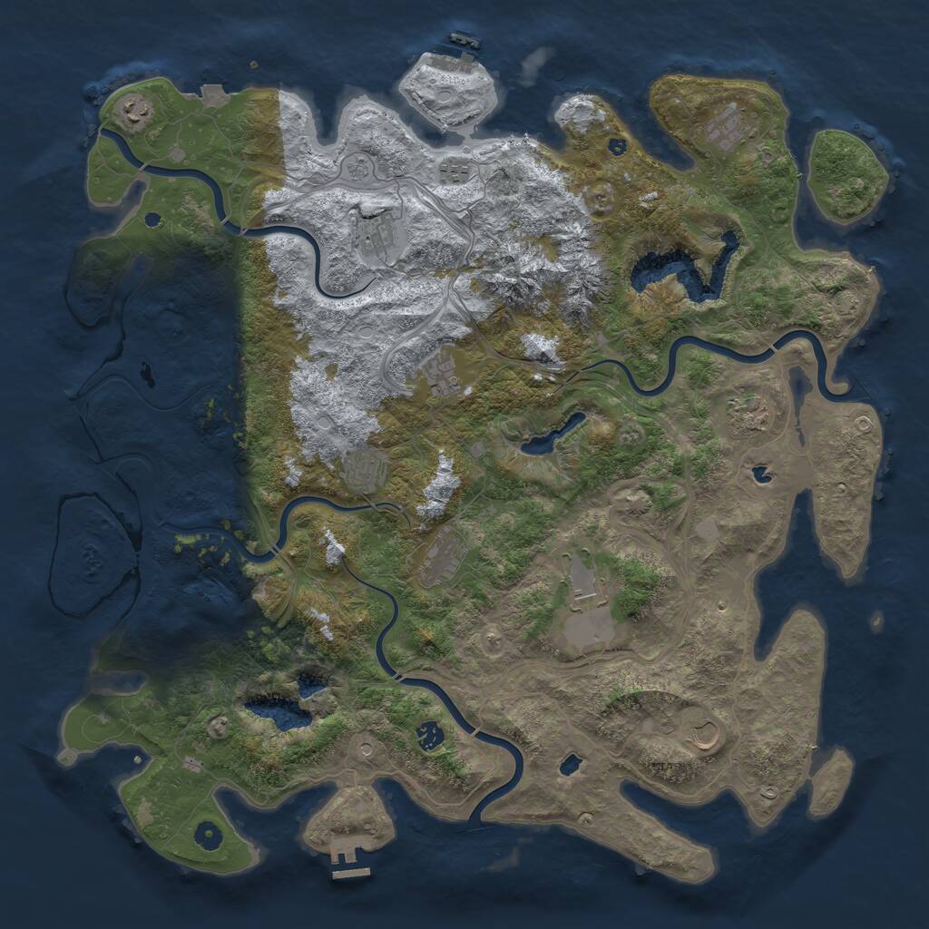 Rust Map: Procedural Map, Size: 5000, Seed: 2095434416, 17 Monuments